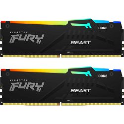 DDR5 32GB (2x16) Kingston, 5600MHz, Fury Beast RGB, Intel XMP, KF556C40BBAK2-32