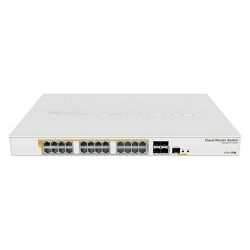 MikroTik CRS328-24P-4S+RM , 24 port Gigabit Ethernet router/switch with four 10Gbps SFP+ ports in 1U rackmount case, Dual Boot and PoE output, 500W, MIK-CRS328-24P-4S+RM