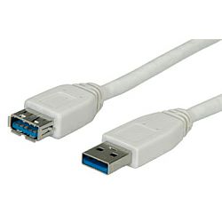 Kabel USB 3.0, 0.8m, USB-A/USB-A M/F, Roline, Bijeli, 11.99.8977