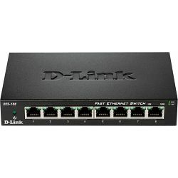 D-Link Switch DES-108, 8-Port, 10/100 Mbps, Fast Ethernet, Unmanaged, metalno kućište, DES-108/E