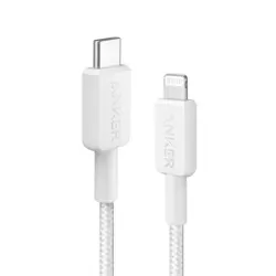 Kabel USB Anker 322 0.9m USB-C/Lightning, pleteni, bijeli, A81B5G21