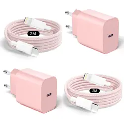 Komplet Kabel + punjač USB-C to Lightning, boja: Pink, 2.0m, RH-PD20W, iPhone, ipad ( 1 komplet!!)