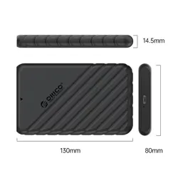 Orico vanjsko kućište 2.5" SATA HDD/SSD, do 9.5 mm, tool free, USB3.1 Gen1, Type-C, crno, 25PW1-C3-BK-BP